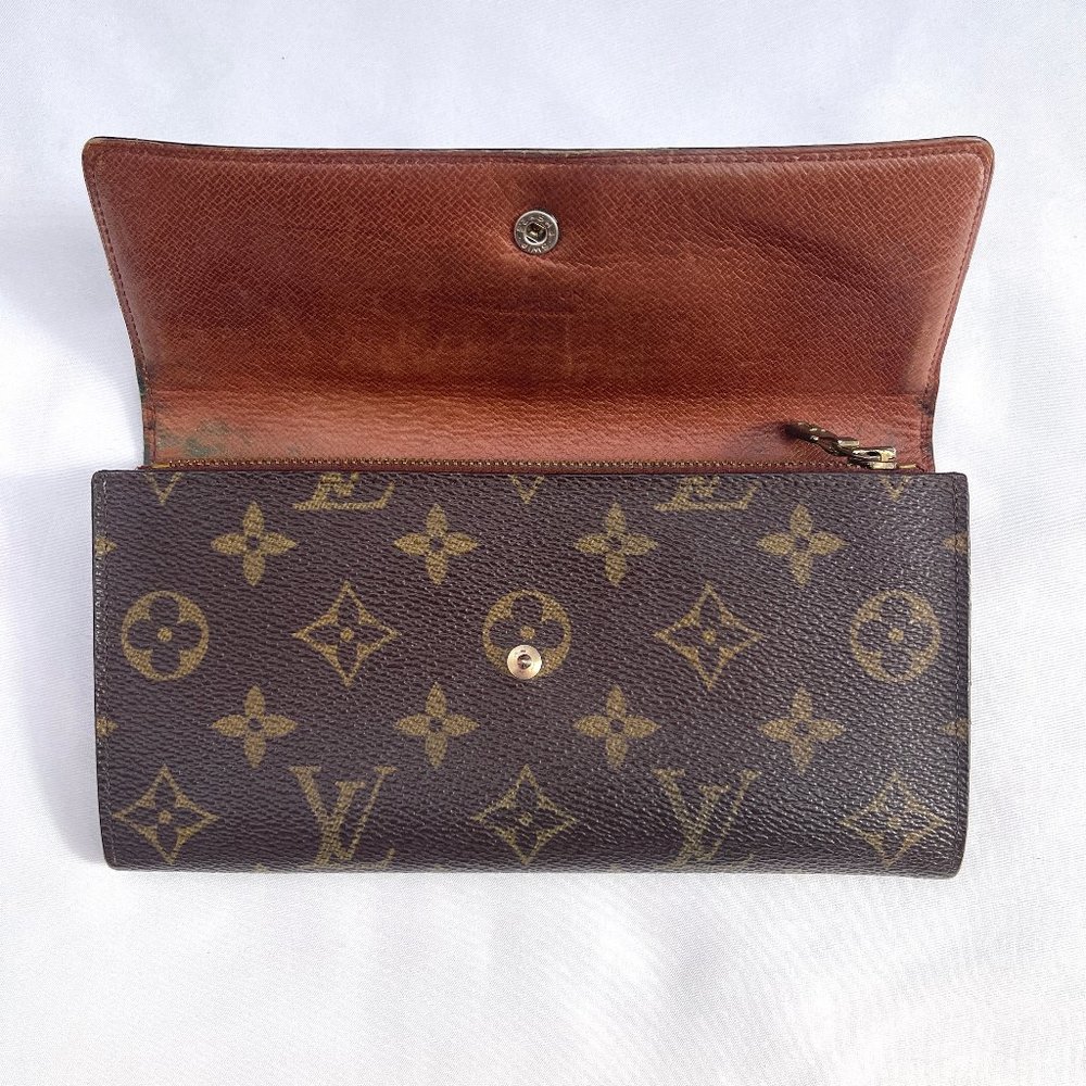 Auc Louis Vuitton Brown Mono Bi-Fold Long Wallet - Picture 11 of 15